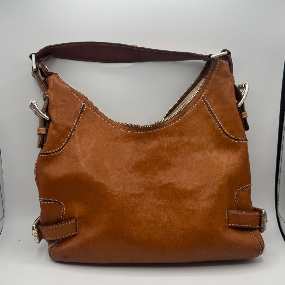 Michael Kors Shoulder Bag Womens Medium Brown Good Leather Hobo Buckle Stitch